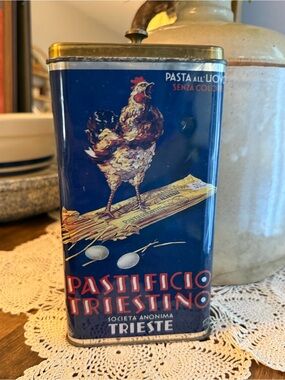 Vintage Pastificio Triestino Italian kitchen storage tin.
